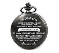 Montre de Poche personnalisée pour Homme - Cadeau pour la Saint-Valentin, Un Anniversaire, Une Remise de diplôme, la fête des pères, Noël, Noir, Cadeau inspirant pour Fils