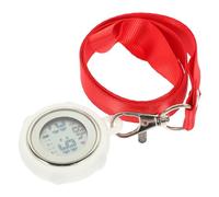 Montre de Poche Porte-clés Électronique Numérique Rouge pour Infirmière | Clip Pratique, Précision Horaire, Format Ultra Léger, Usage Hôpital, Silicone et Plastique