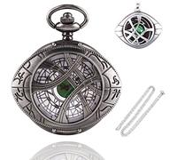 Montre de poche rétro créative en forme d'œil - Coffret cadeau - Collier - Pendentif - Montre de poche à quartz - Cadeau pour homme et femme