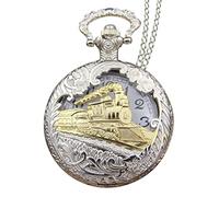 Montre de poche vintage à quartz avec pendentif locomotive et chaîne à vapeur pour homme, blanc, taille unique