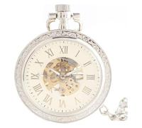 Montre de pocheCadeau fête des pères Montre de poche squelette Montre de poche mécanique Montre de poche sans capuchon à chiffres romains Montre à remontage automatique Montre de poche Montre avec cha