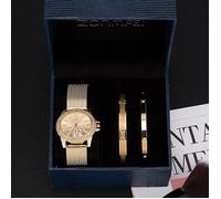 Montre De Poignet pour Femme - Coffret Montre-Bracelet Quartz Analogique en Cristal Bling - Cadeau Femme - OR
