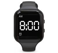 Montre de rappel d'alarme vibrante rechargeable - Montre d'apprentissage de la propreté avec compte à rebours (noir, carré)