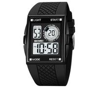 Montre de Sport à Cadran rectangulaire pour Homme avec 7 Couleurs en Option Rétroéclairage LED Multifonction Chronomètre 12/24H Bracelet en Caoutchouc Jaune