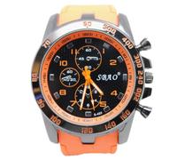 Montre de sport à la mode pour hommes Grand cadran Échelle de personnalité Éléments de couleur bonbon Montre à quartz analogique en silicone pour étudiants (Orange)