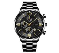 Montre de sport à quartz analogique pour homme avec boîtier en acier inoxydable, H, taille unique