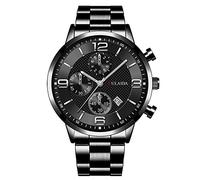 Montre de sport à quartz analogique pour homme avec boîtier en acier inoxydable, I, taille unique