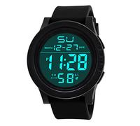 Montre de sport à quartz numérique LED pour homme, Noir , taille unique