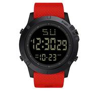 Montre de sport chronographe numérique à quartz avec affichage de la date et affichage de la date - Montre de sport en caoutchouc pour homme - Alarme numérique et analogique, Rouge, One Size