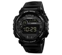 Montre de sport électronique LED pour homme avec date et affichage de la date, Noir , One Size