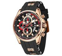 Montre de sport étanche pour homme - Style décontracté - Multifonction - Chronographe - Mode à quartz - Calendrier - Bracelet en silicone noir