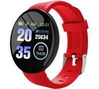 Montre de sport intelligente D18 avec écran couleur, écran 1,3 pouce/IP65 étanche/surveillance de la santé/multiples modes de sport/USB plug-and-play, bracelet rouge