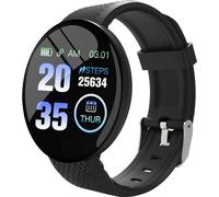 Montre de sport intelligente D18 avec écran couleur, écran 1,3 pouces/IP65 étanche/surveillance de la santé/multiples modes de sport/USB plug-and-play, bracelet noir