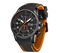 Montre de sport militaire étanche multifonction avec chronographe et bracelet en silicone pour homme, noir/orange
