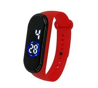 Montre de sport numérique 50 m en silicone LED unisexe pour homme, Rouge, taille unique
