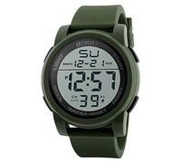 Montre de sport numérique à LED analogique pour homme avec secondes, Vert, One Size