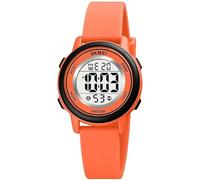 Montre de sport numérique à LED tendance, chronomètre, calendrier, étanche, multifonction, 5 bar, Orange,