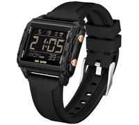 Montre de sport numérique rectangulaire étanche - Grand nombre - Chiffres lumineux - Avec chronographe chronomètre - Alarme - Multifonction - Pour homme et femme - Multicolore - Unique, Or noir