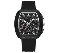 Montre de sport pour homme - Étanche - Lumineuse - Bracelet en silicone - Rectangulaire - Quartz - Calendrier d'affaires - Montre décontractée pour homme, Noir