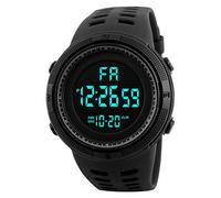 Montre de sport tendance multifonction avec affichage de la date, calendrier, semaine, alarme, affichage unisexe, Noir , taille unique