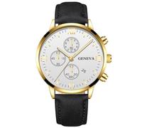 Montre de travail décontractée pour homme décorée de date à trois œillets montre analogique à quartz avec bracelet en cuir classique, F.
