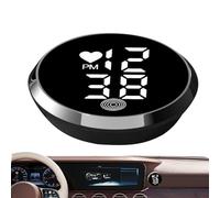 Montre de voiture pour tableau de bord - Tableau de bord de voiture lumineux rond à bord | Montres numériques autocollants automobiles | Tenez-vous à l'affichage Time Display de petites LED pour le