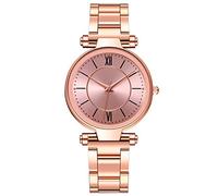 Montre décontractée à quartz en acier inoxydable avec bracelet analogique pour femme, rose, One Size