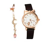 Montre décontractée à quartz pour femme coréenne Ensemble de montres avec bracelet et lumière, Noir , One Size