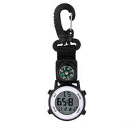 Montre d'escalade avec mousqueton et boussole, lumineuse, pour le camping, la randonnée, l'alpinisme, bracelet en nylon métallique, 42 mm pour cadran, noir