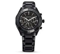 Montre Dextera chrono, 39 mm, Fabriqué en Suisse, Bracelet en métal, Noir, Finition noire OS