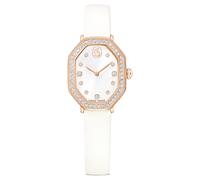 Montre Dextera octagon, Fabriqué en Suisse, Bracelet en cuir, Blanc, Finition or rose OS