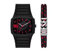 Montre - Diesel - DZ2191SET - Silicone Noir - Étanchéité 3 ATM - Boîtier Rectangulaire