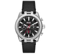 Diesel Montre pour homme, mouvement chronographe à quartz, boîtier en acier inoxydable noir de 43 mm avec bracelet en cuir ProPlanet, DZ4622