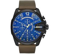 Diesel Chief Series Montre pour Homme, Mouvement Chronographe avec Bracelet en Silicone, Acier Inoxydable ou Cuir, Tan et Bleu, 51mm