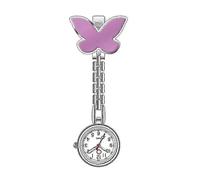 Montre d'infirmière papillon en alliage A3, pendentif à clip tendance, horloge suspendue, montre à quartz,