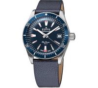 Montre EDOX Skydiver Set pour Femme - Mécanique - Boîtier Acier Inoxydable - Cadran Bleu - Bracelet Cuir Bleu
