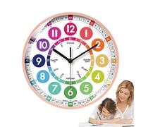 Montre éducative pour enfants : horloge éducative, horloge éducative interactive | montre apprendre à lire l'heure sans tic-tac avec des dessins intéressants, horloge murale colorée pour la caméra