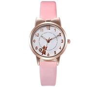 Montre élégante avec cadran en cuir pour femme, rose, One Size