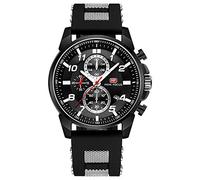 Montre Elégante pour Hommes,Cadran Noir,Chronographe de Mouvement à Quartz,30M Résistant à l'eau,Lumineuses,de la Date et du Jour (4 Noir)