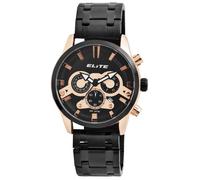Montre - ELITE - EL0004 - Chronographe quartz - Boîtier 47 mm - Bracelet acier 24 mm noir/rose doré