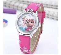 Montre Elsa Anna La Reine des Neiges - cuir rose fuchsia Acier Inoxydable fille