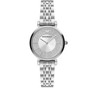 Emporio Armani Montre pour femme, mouvement à deux aiguilles, boîtier en acier inoxydable argenté de 32 mm avec bracelet en acier inoxydable, AR11445