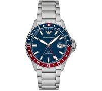 Emporio Armani Montre à double fuseau horaire GMT, en acier inoxydable, pour homme, AR11590