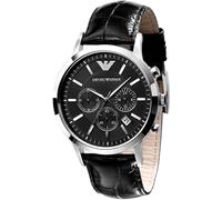 Montre Emporio Armani AR2447 - Chronographe en acier inoxydable, cadran noir, étanche 50 m, bracelet réglable