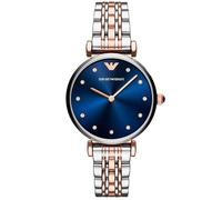 Montre Emporio Armani Gianni T-Bar pour femme Only Time AR11092 - cadran rond minimaliste, bracelet maillons raffinés, acier inoxydable