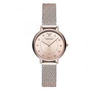 Emporio Armani Montre pour femme, mouvement à deux aiguilles, boîtier en acier inoxydable rose de 32 mm avec bracelet en acier inoxydable, AR11129