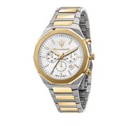 Maserati Stile 45 Mm Chro W/silver Dial Br Ss+yg Watch Doré Homme