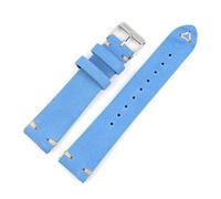 Montre en cuir, Bracelet de montre en cuir suédé 18-22 mm, boucle ardillon, barrette à ressort à dégagement rapide, multicolore(Light Blue,20mm Silver Buckle)