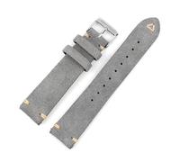 Montre en cuir, Bracelet de montre en cuir suédé 18-22 mm, boucle ardillon, barrette à ressort à dégagement rapide, multicolore(Gray,18mm Gold Buckle)