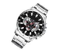 Montre en métal pour Homme - Étanche - Chronographe - Bracelet mécanique Classique - Accessoire élégant pour Les employés des Hommes et des Travailleurs, Noir/Blanc, Siehe Beschreibung, Voir